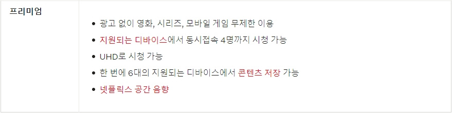 프리미엄 요금제 세부 정보