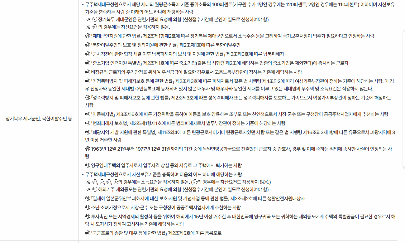 국민임대아파트 우선공급표 이미지