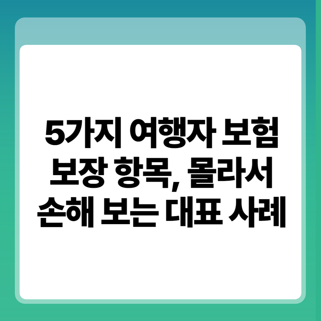 5가지 여행자 보험 보장 항목, 몰라서 손해 보는 대표 사례 썸네일
