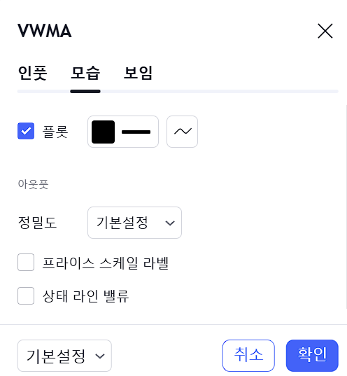 코인 트레이딩 지표 거래량 가중 이동평균 설정-2