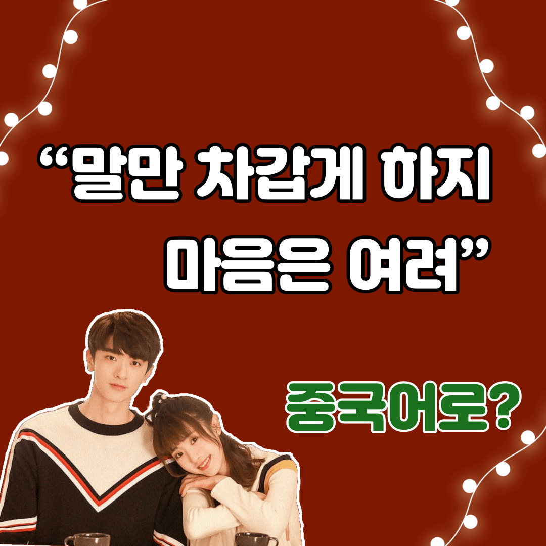 중국어한마디&quot;말만 차갑게 하지 마음은 여려.&quot;