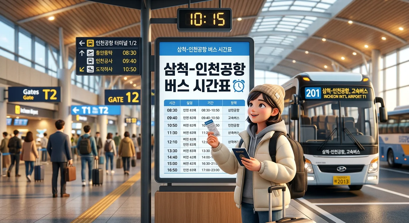 삼척-인천공항 버스 시간표 총정리 (2026): 직통편 시각, 요금, 예매 방법