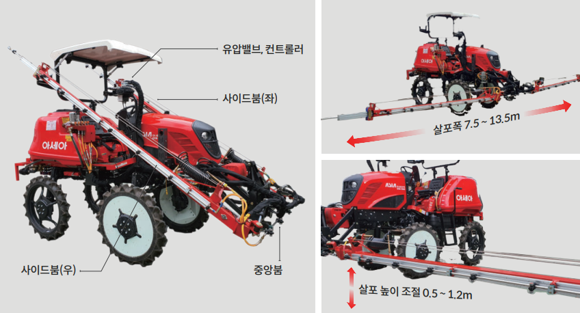 아세아 승용관리기 농작업 추천(로터리, 휴립피복, 구굴, 비료살포 작업)