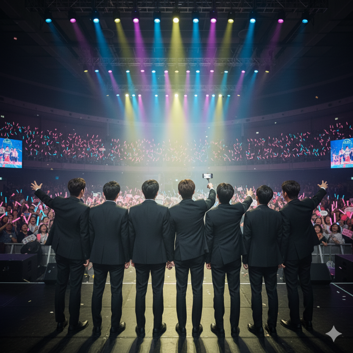 미스트롯3 참가자들이 환호하는 관객들과 함께 찍은 사진