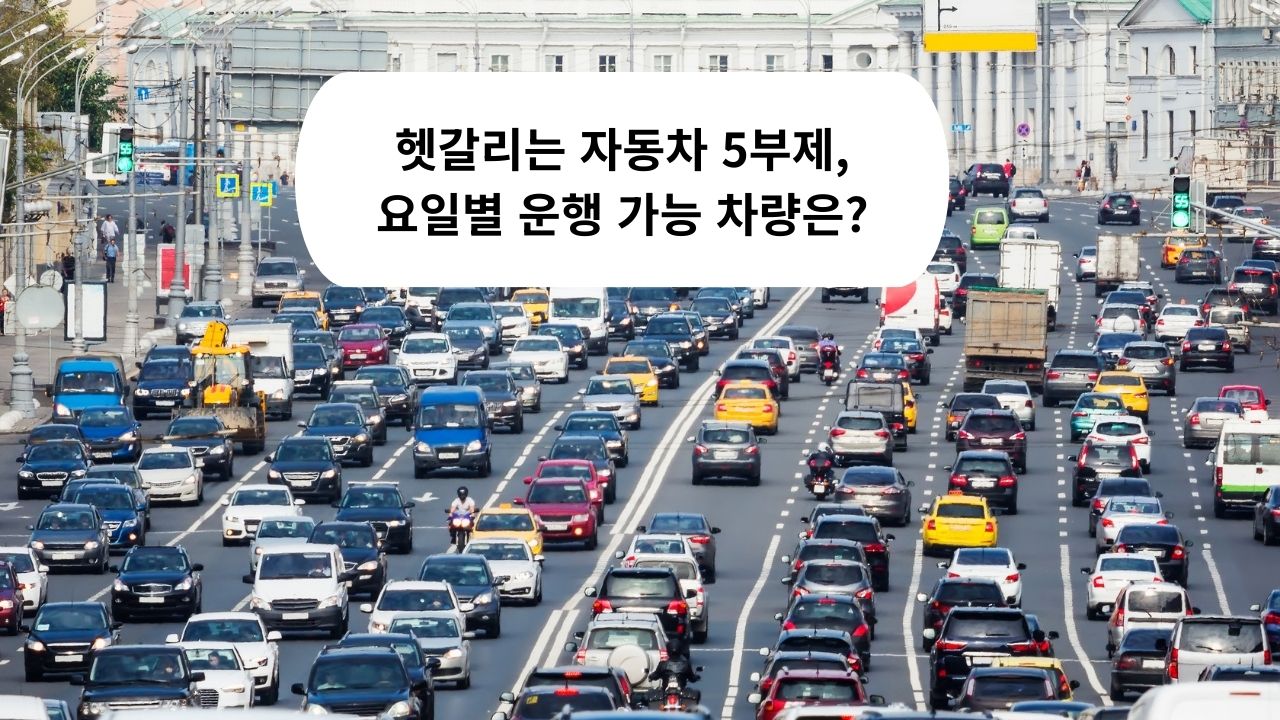 헷갈리는 자동차 5부제 관련 썸네일로 차량이 가득한 왕복 5차선 도로 이미지