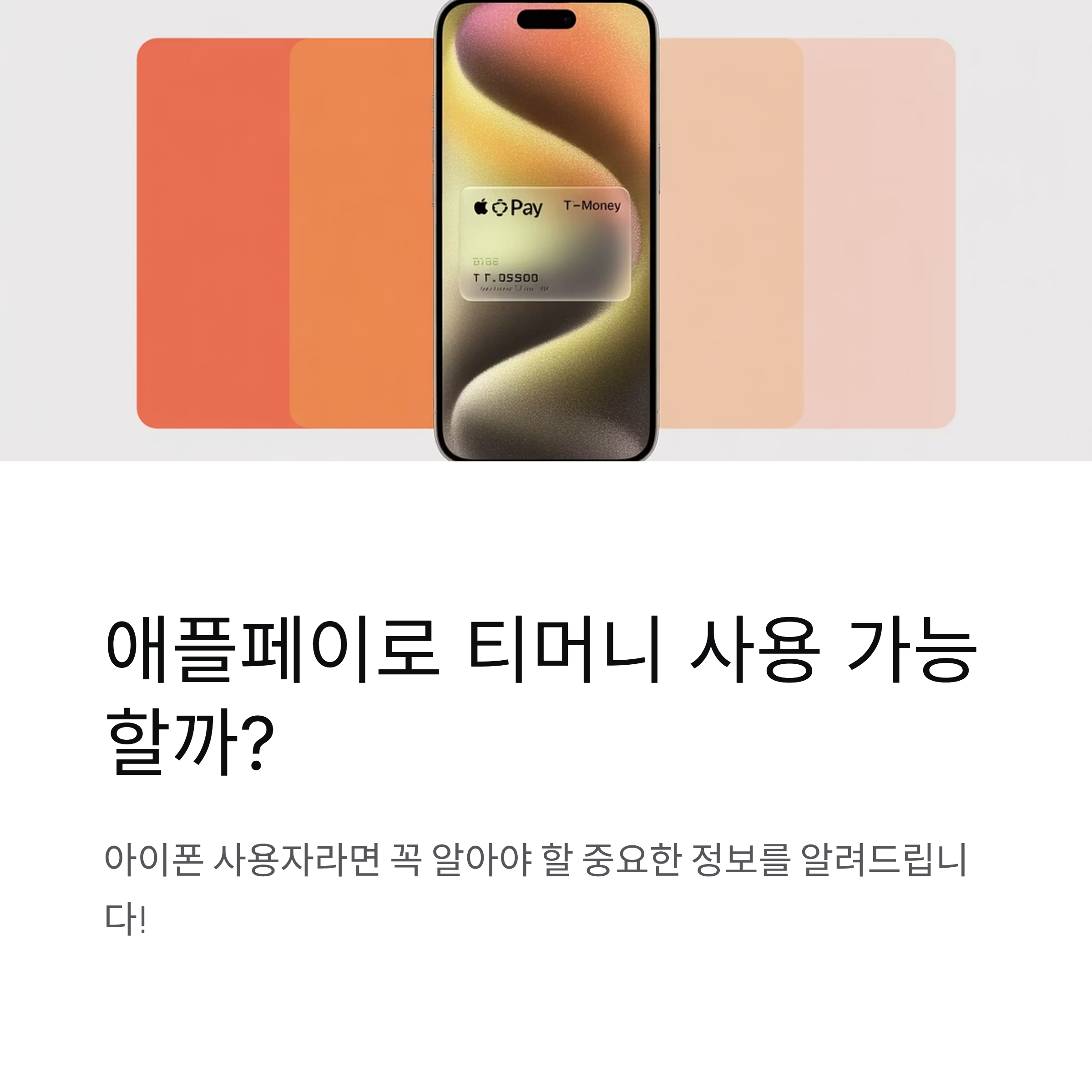 티머니, 애플페이로 결제할 수 있을까? 사용 가능 여부 총정리