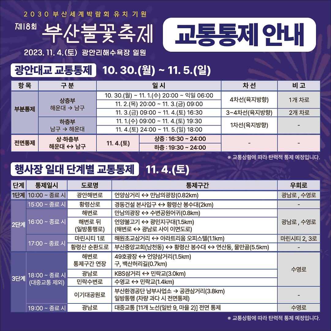 부산불꽃축제 교통통제 안내