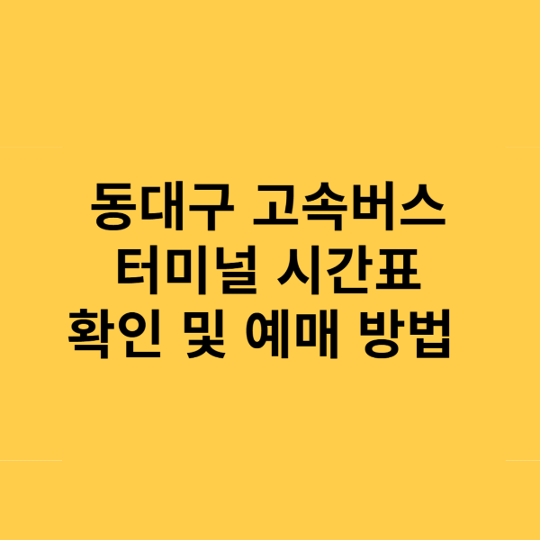 동대구 고속버스 터미널 시간표 확인 및 예매 방법