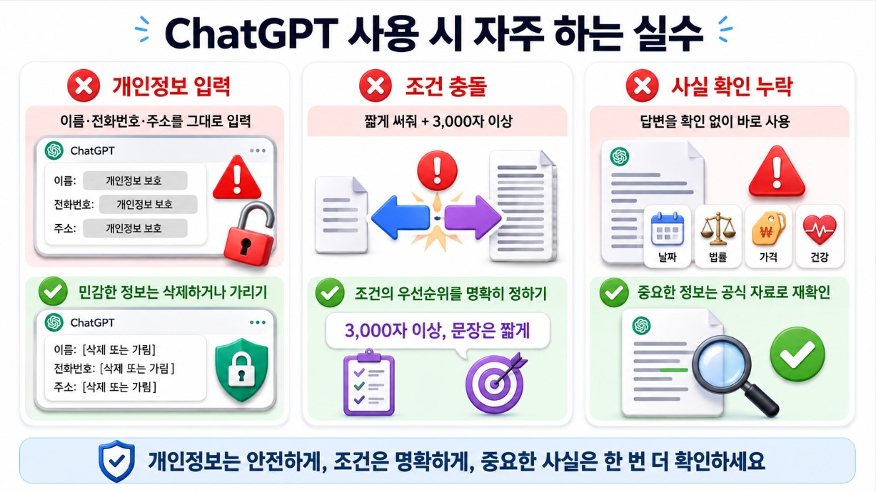 개인정보 입력&middot;조건 충돌&middot;사실 확인 비교