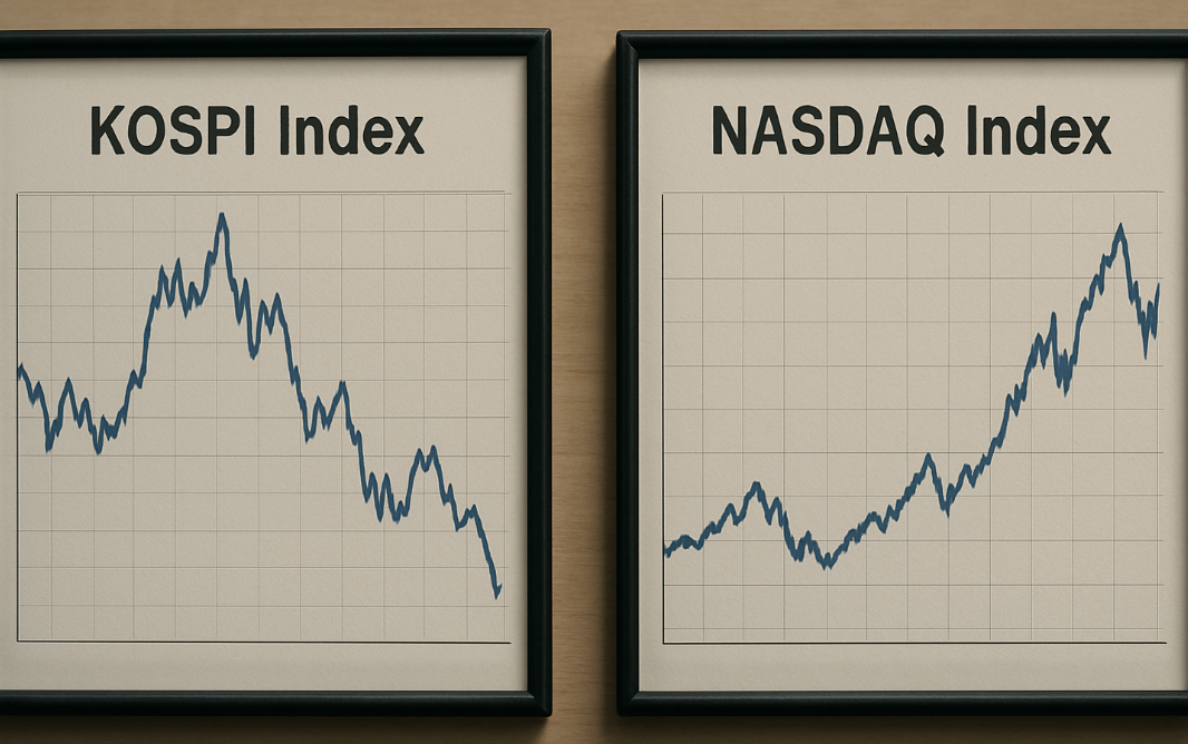 코스피와 나스닥 그래프