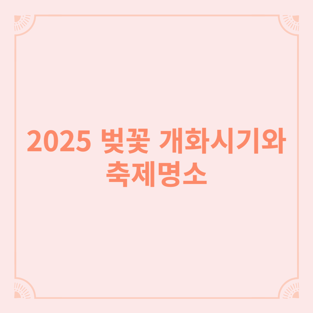 2025 벚꽃 개화시기, 꽃놀이 장소 추천