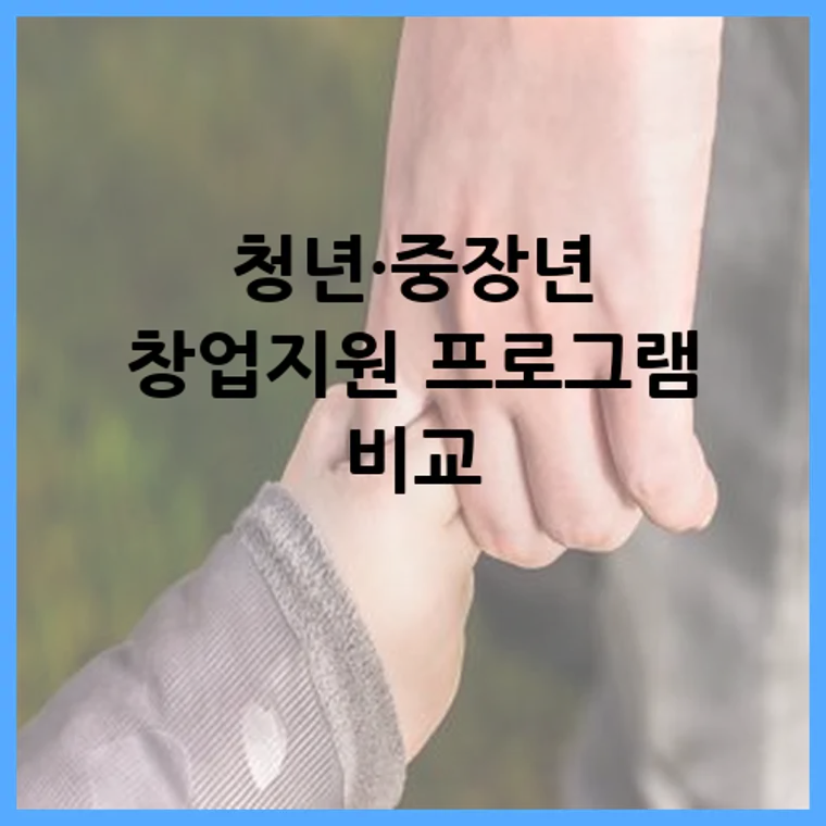 청년&middot;중장년 창업지원 프로그램 비교