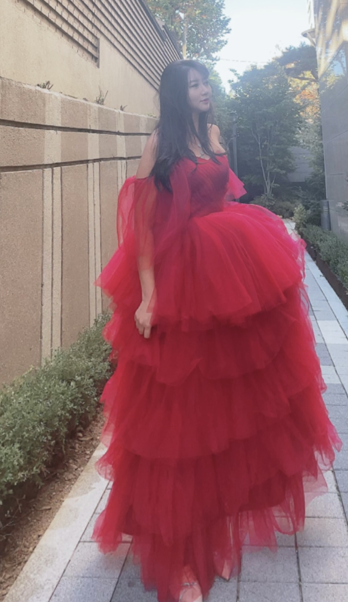 크리스마스 연말 파티 레드 드레스 대여 제작