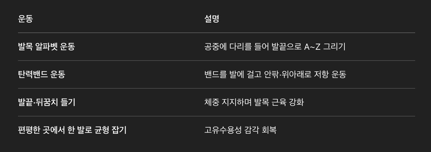 재활 운동 (통증 가라앉은 후)