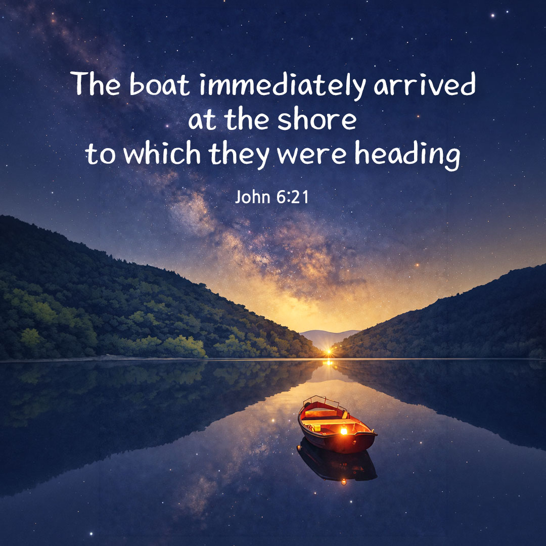 Today's Bible verse card John 6:21 scripture image