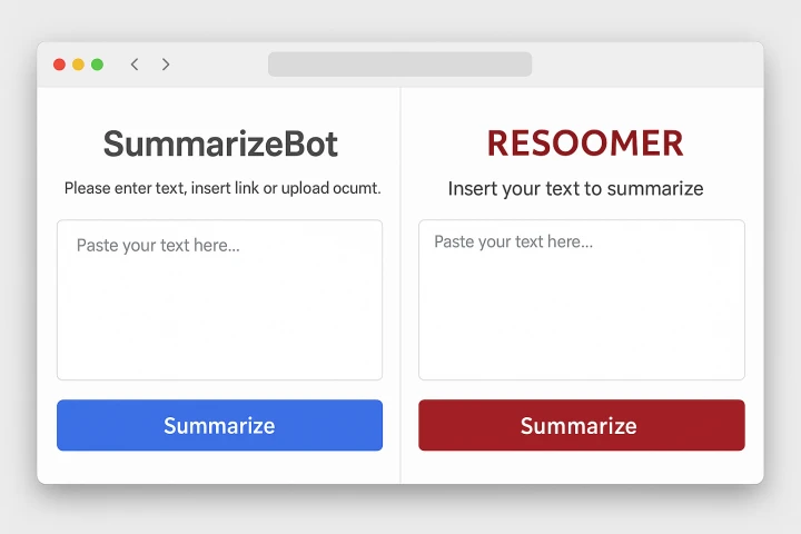 SummarizeBot와 Resoomer 기본 화면 비교