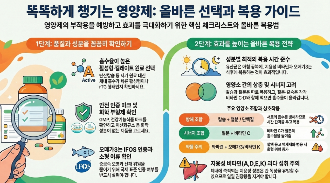 영양제 복용법 완벽 가이드: 부작용 막고 효과 높이는 7가지 팁