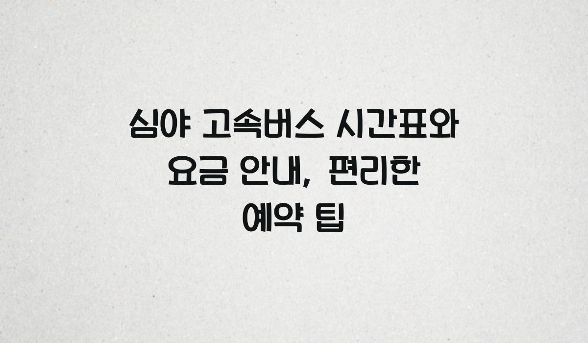 심야 고속버스 시간표