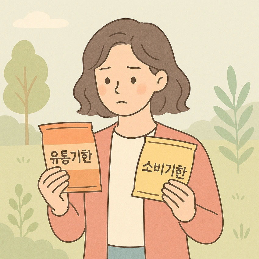 유통기한 소비기한 지난 라면을 먹을지 고민하고 있는 여성