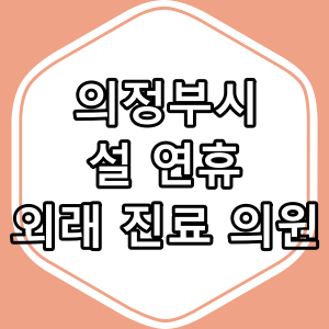 의정부시 2025년 설 연휴 외래 진료 하는 의원급 의료기관