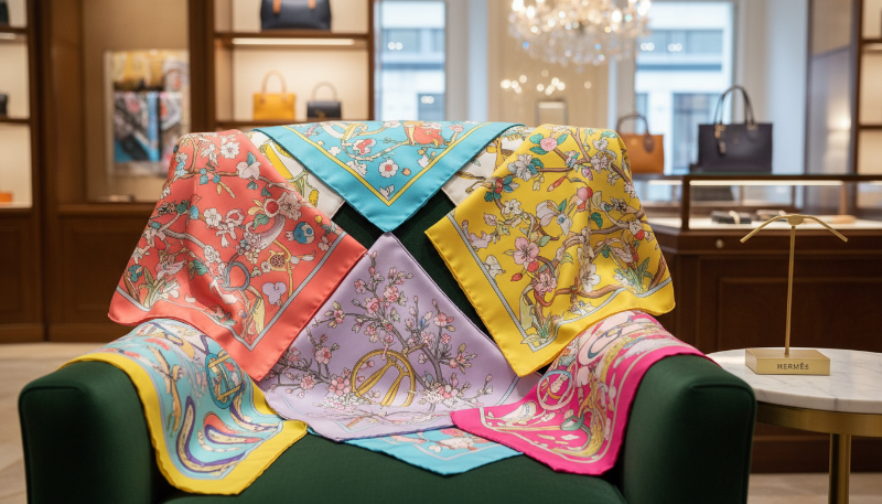 화사한 봄 컬러와 패턴이 돋보이는 에르메스 실크 스카프 컬렉션
