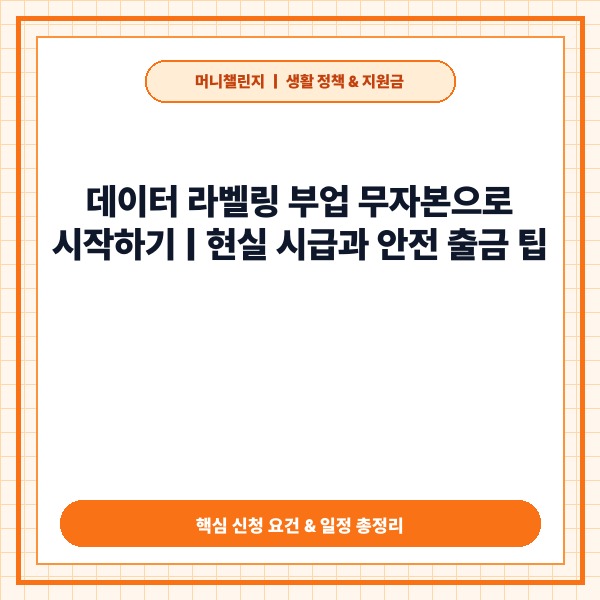 데이터 라벨링 부업 무자본으로 시작하는 방법과 현실 수익&middot;주의점 총정리