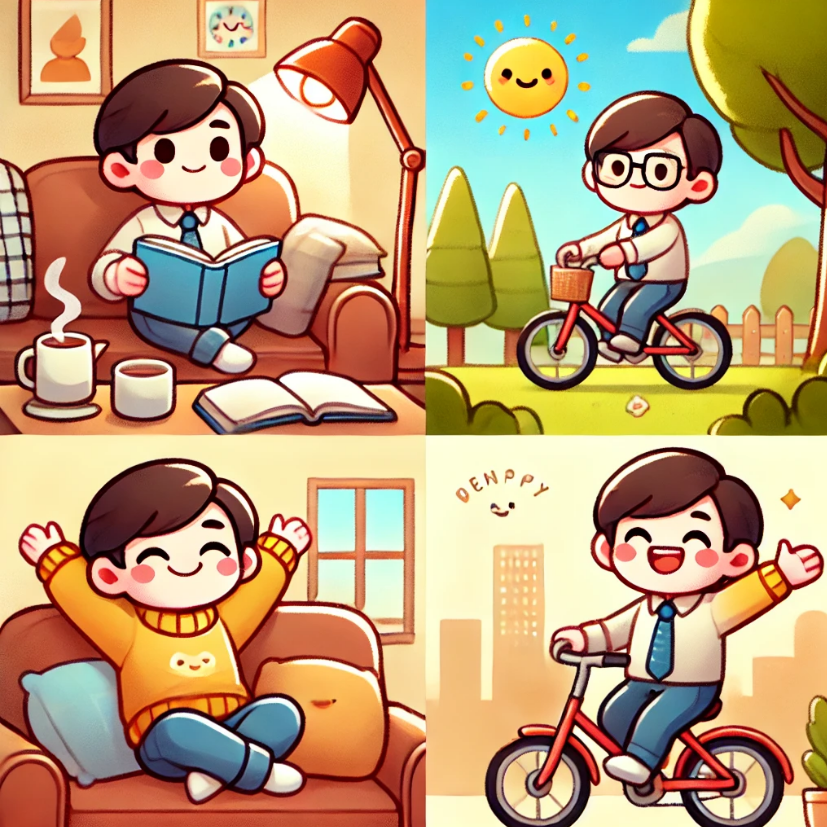 주말을 알차게 보내는 직장인 그림