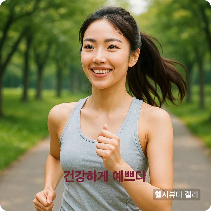 공원에서 건강하게 조깅하는 20대 여성의 활기찬 모습