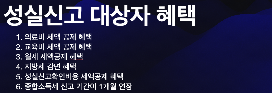 성실신고 대상자 헤택