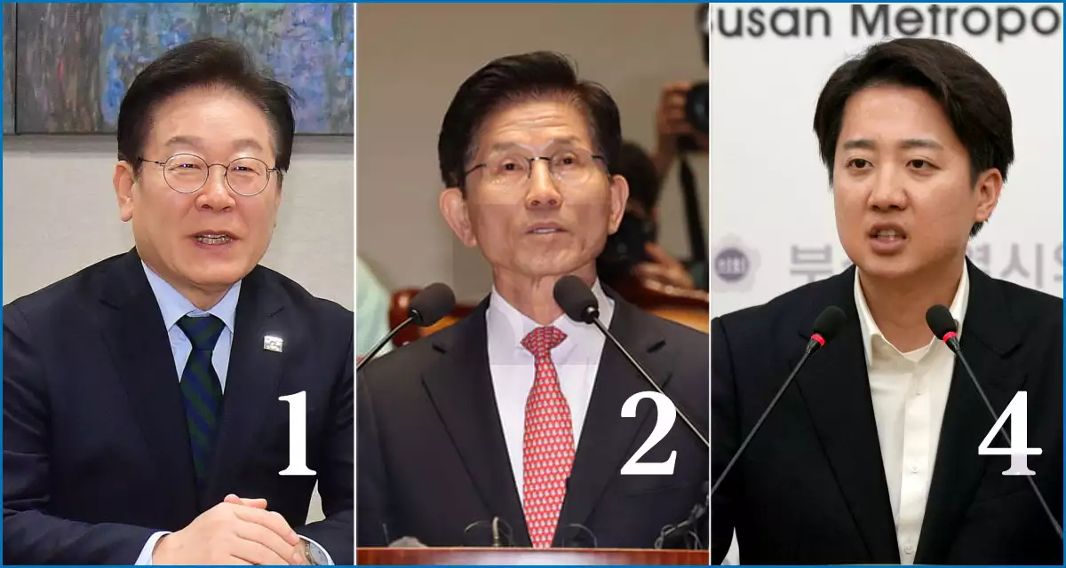 대선 후보 1, 2, 4번