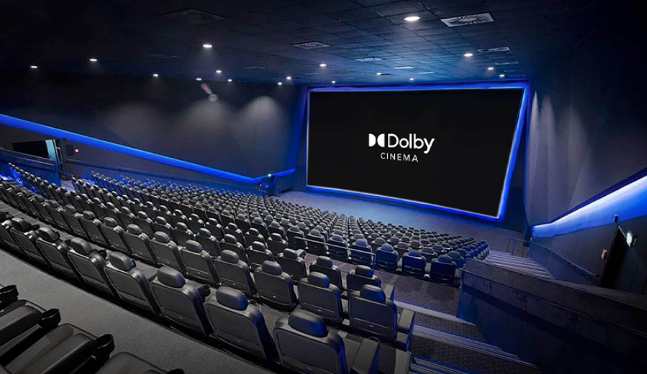 There is a large screen in the center of the theater, and many chairs are placed in the sloping viewing zone.
