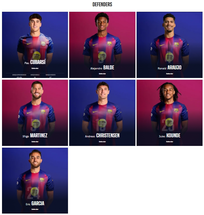 FC 바르셀로나 2025 아시안 투어 출전 선수 명단