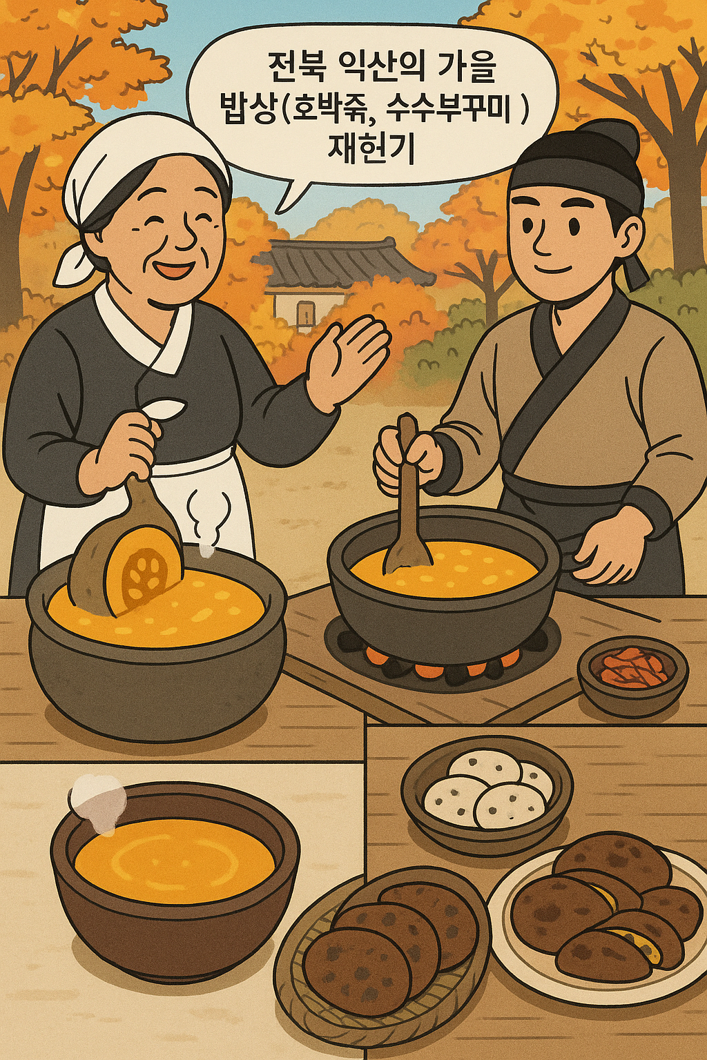 전북 익산의 가을 밥상(호박죽, 수수부꾸미) 재현기