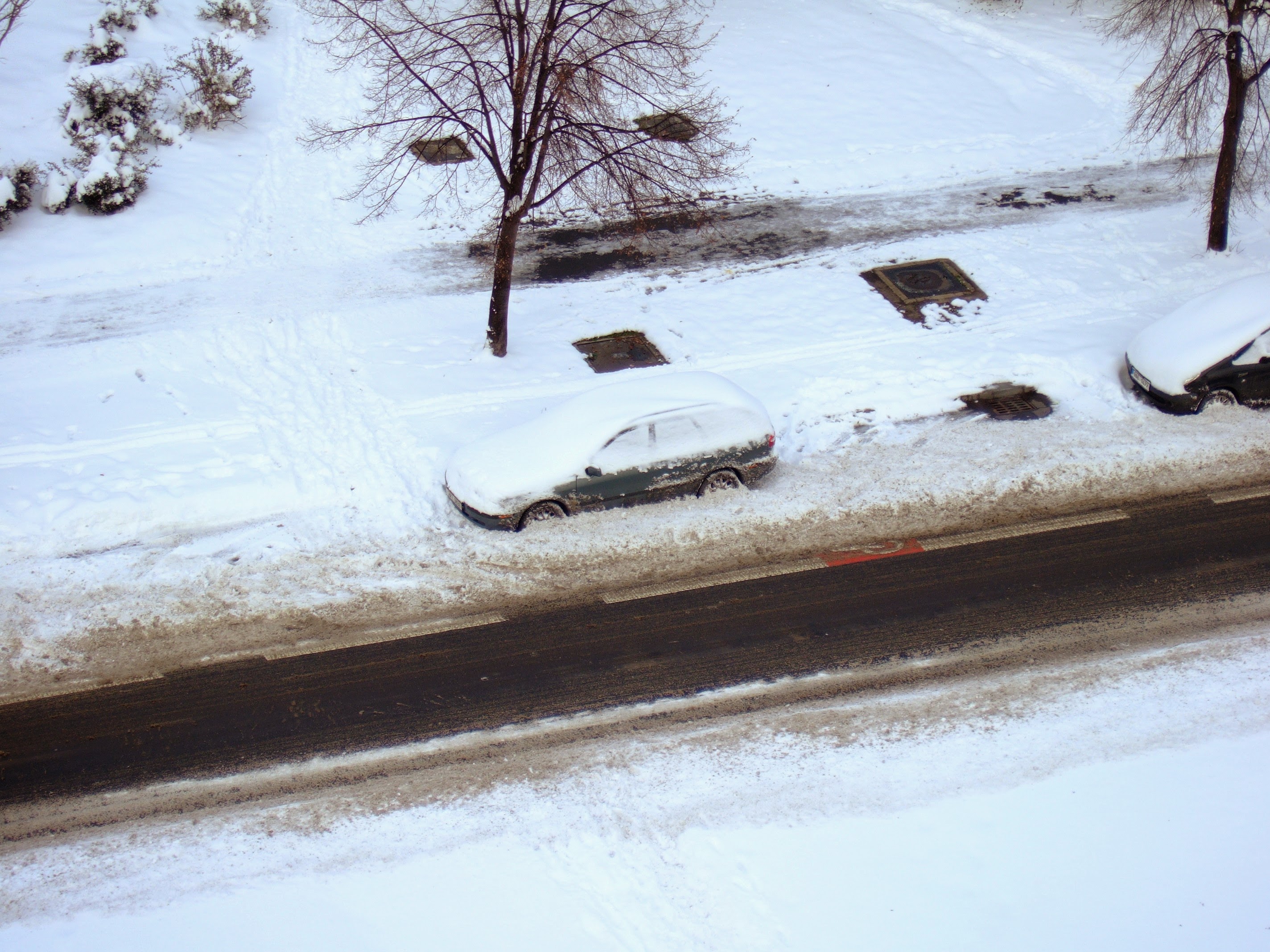 눈 덮이 자동차 앞 유리