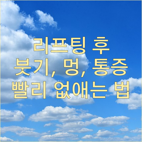 리프팅 시술 후, 붓기, 멍, 통증 ..