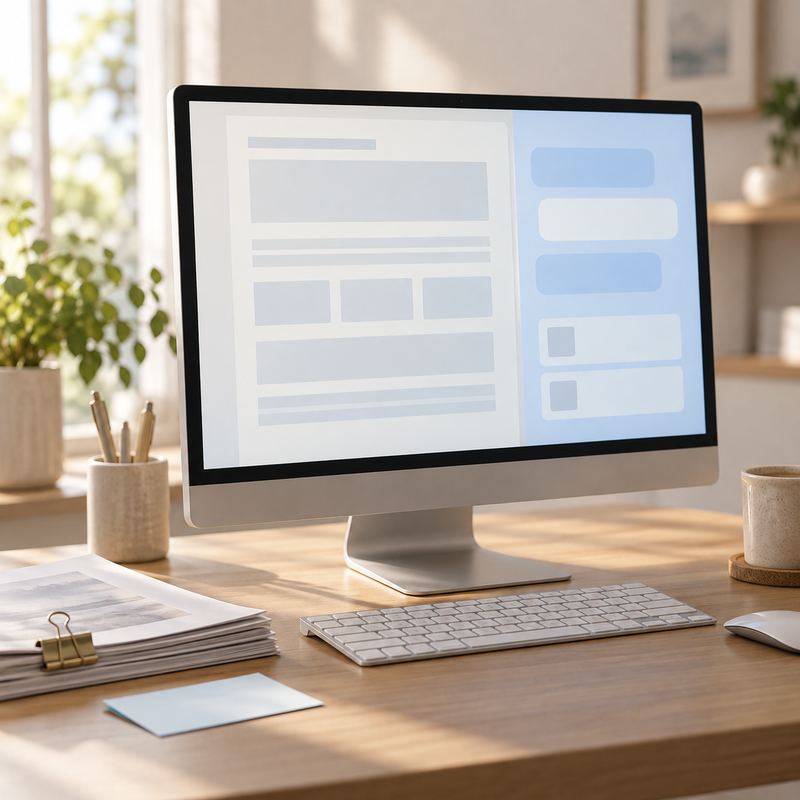 Word 문서 옆 Copilot 채팅에 진행 보고의 필수 항목과 참조 자료를 입력한 구성
