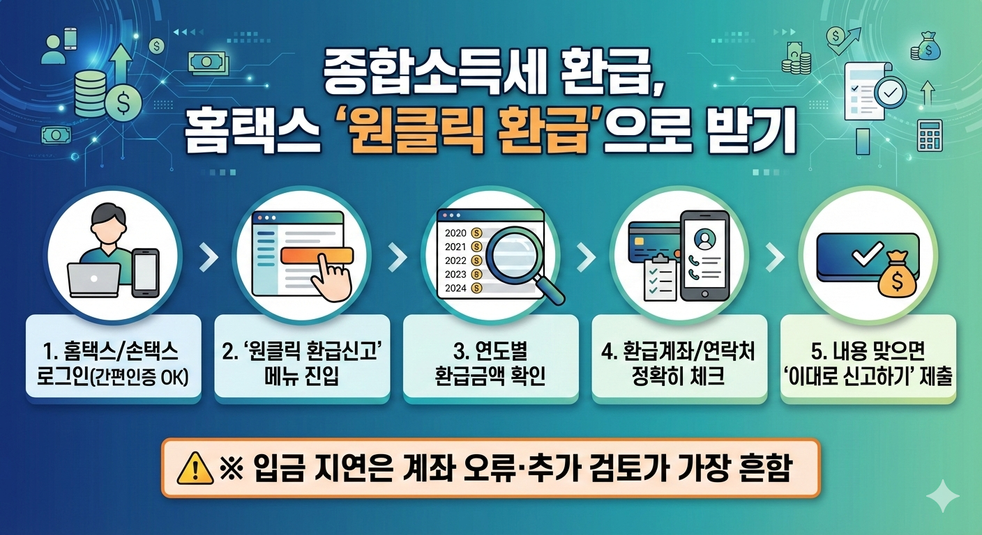 홈택스 원클릭 환급으로 종합소득세 환급 받는 법