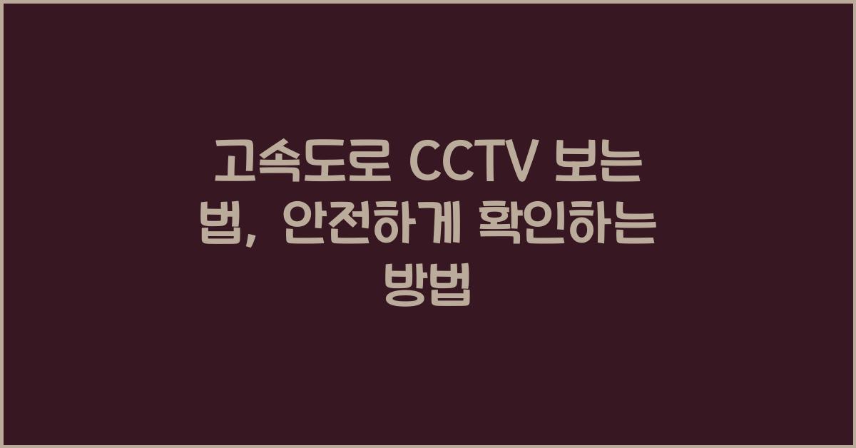 고속도로 cctv 보는 법