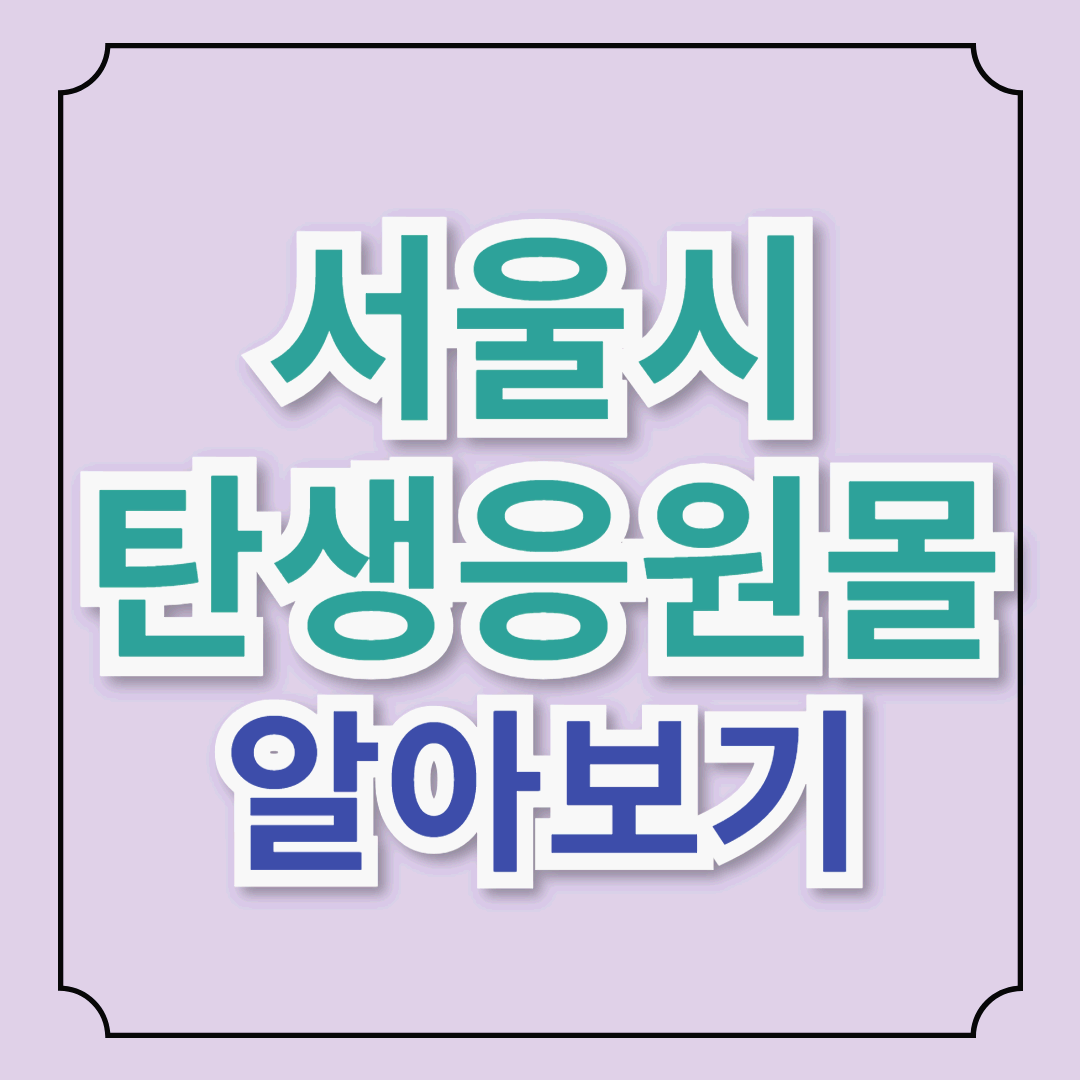 서울시 탄생응원몰 - 사용법, 혜택, 자격 총정리 (2025년 최신)