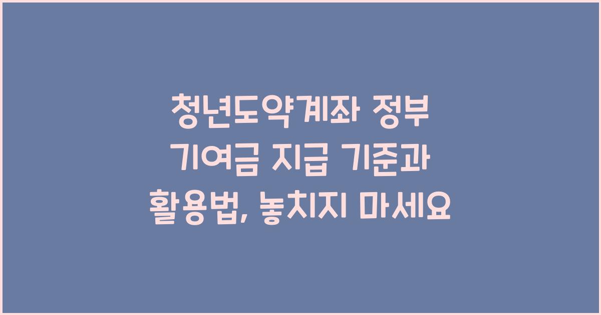 청년도약계좌 정부 기여금 지급 기준과 활용법