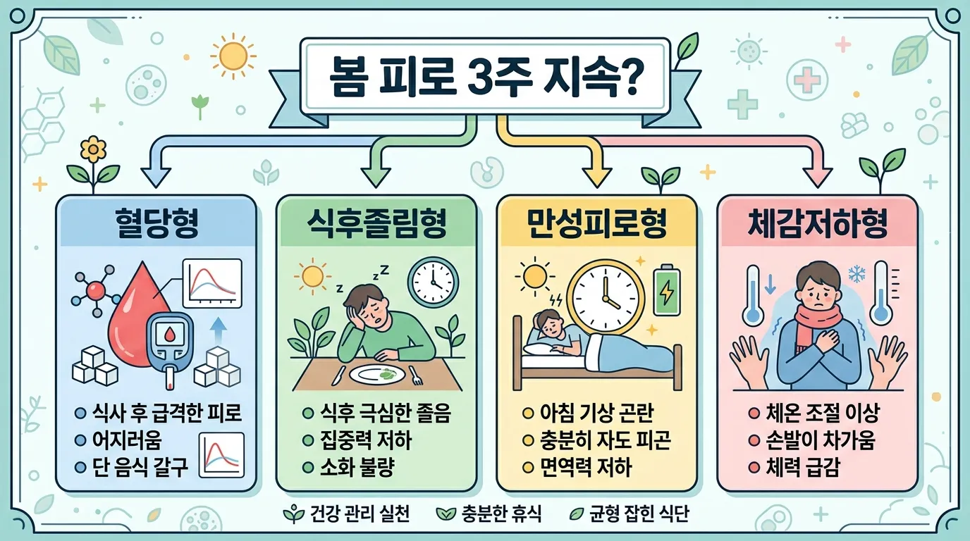 봄 피로 4분기 흐름도 인포그래픽