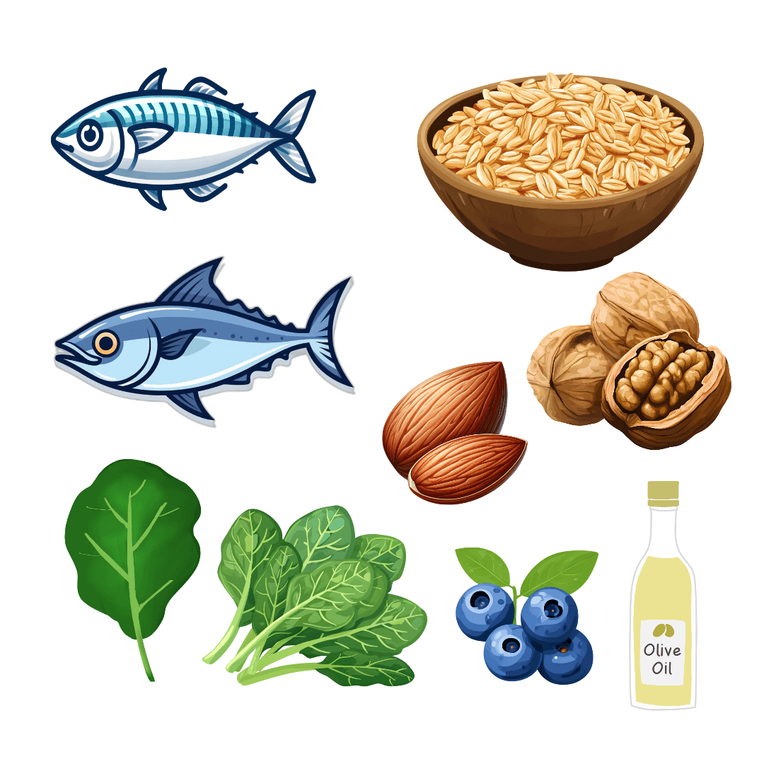 중성지방 낮추는 음식 _ 고등어, 참치, 통곡물, 시금치