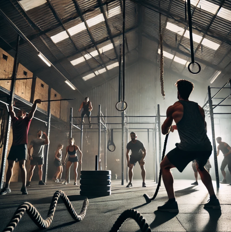 크로스핏 운동 하는 사람들의 이미지