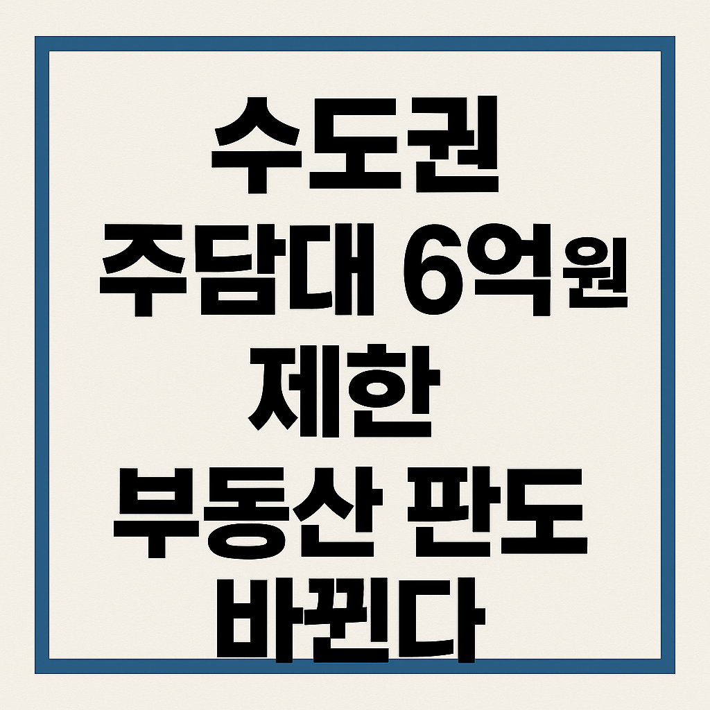 수도권 주담대 6억 원 제한, 부동산 판도 바뀐다
