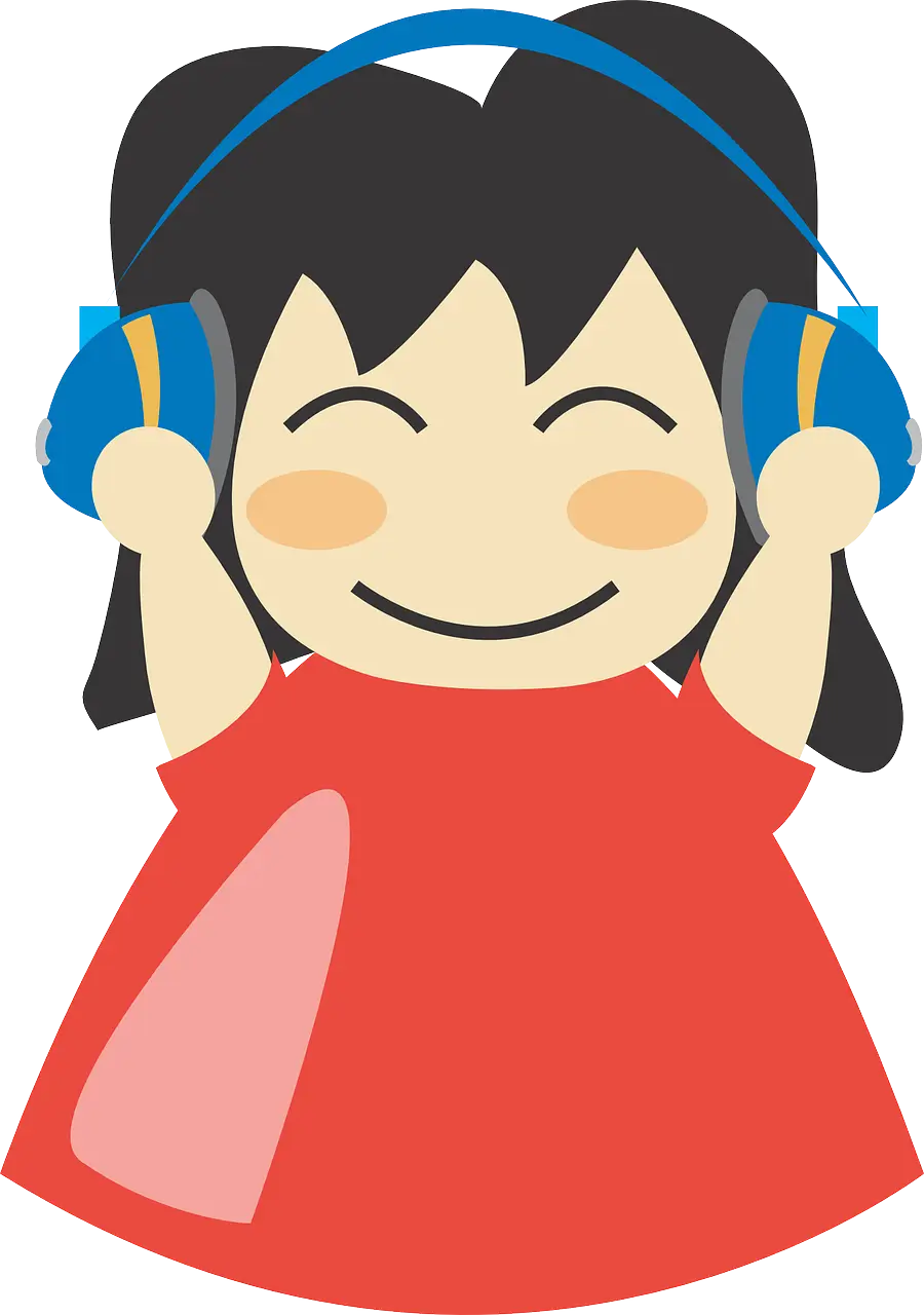 이어폰을 끼고 있는 아이