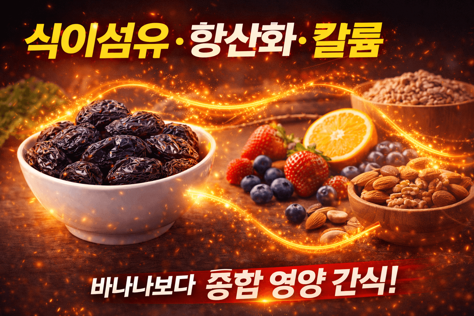 프룬 영양 비교 (식이섬유, 항산화, 칼륨)