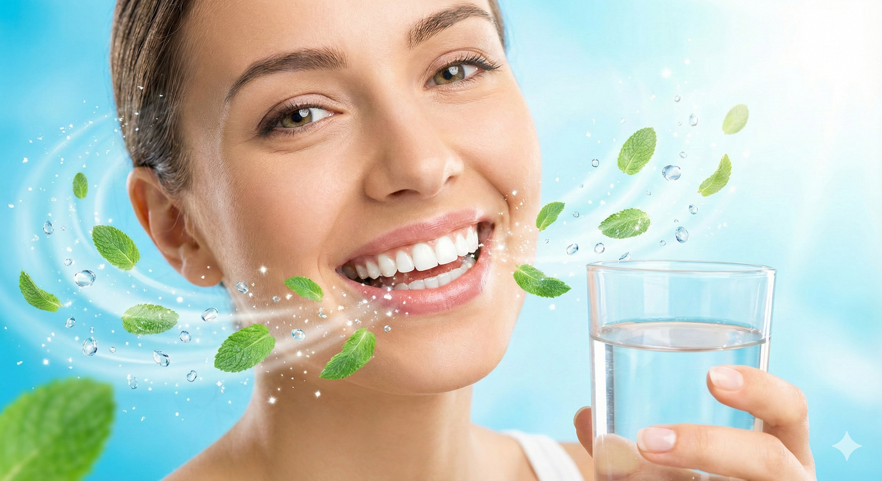 상쾌한 숨결과 구강 청결이 주는 자신감 넘치는 이미지설명: