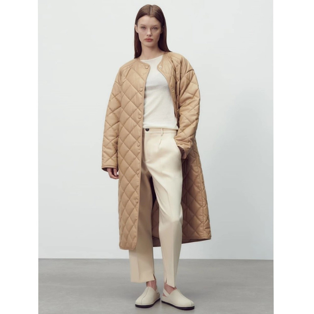 자라 에코 레더 경량 퀼팅 롱 패딩 점퍼 자켓