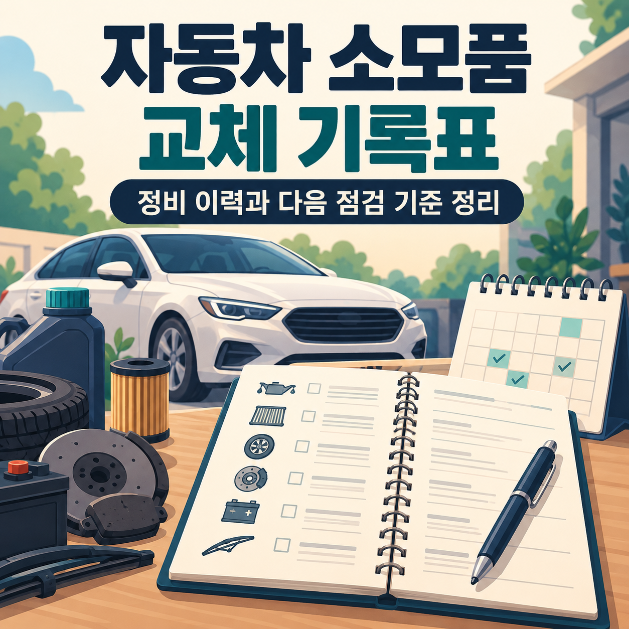 자동차 소모품 교체 기록표 - 정비 이력과 다음 점검 기준 TXT 다운로드