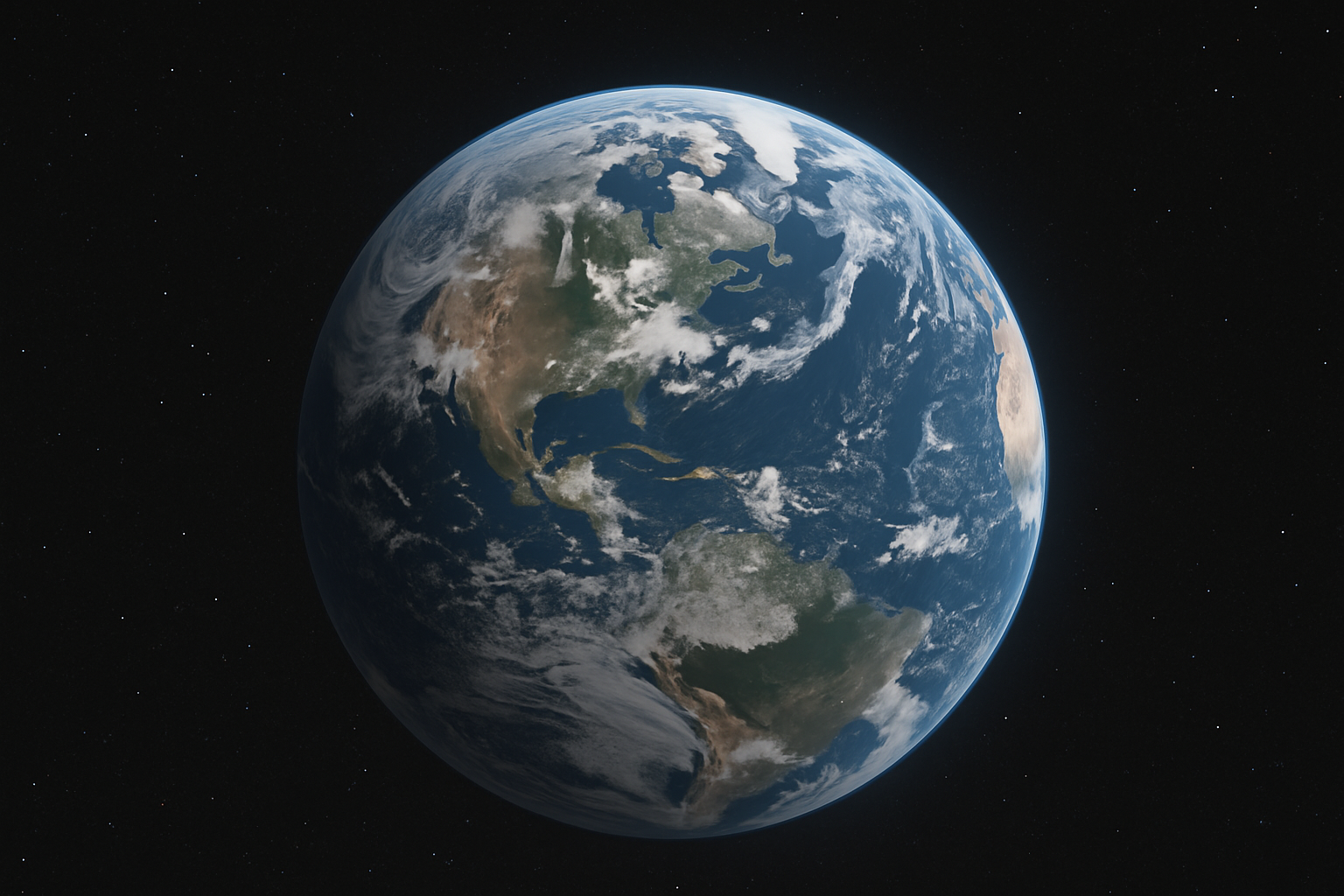 우주에서 본 자전하는 지구의 모습